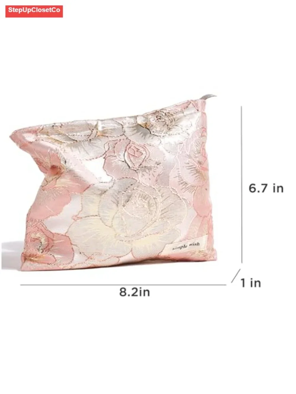 Small Floral Embroidered Makeup Bag for Purse, Canvas Cosmetic Pouch, Travel
